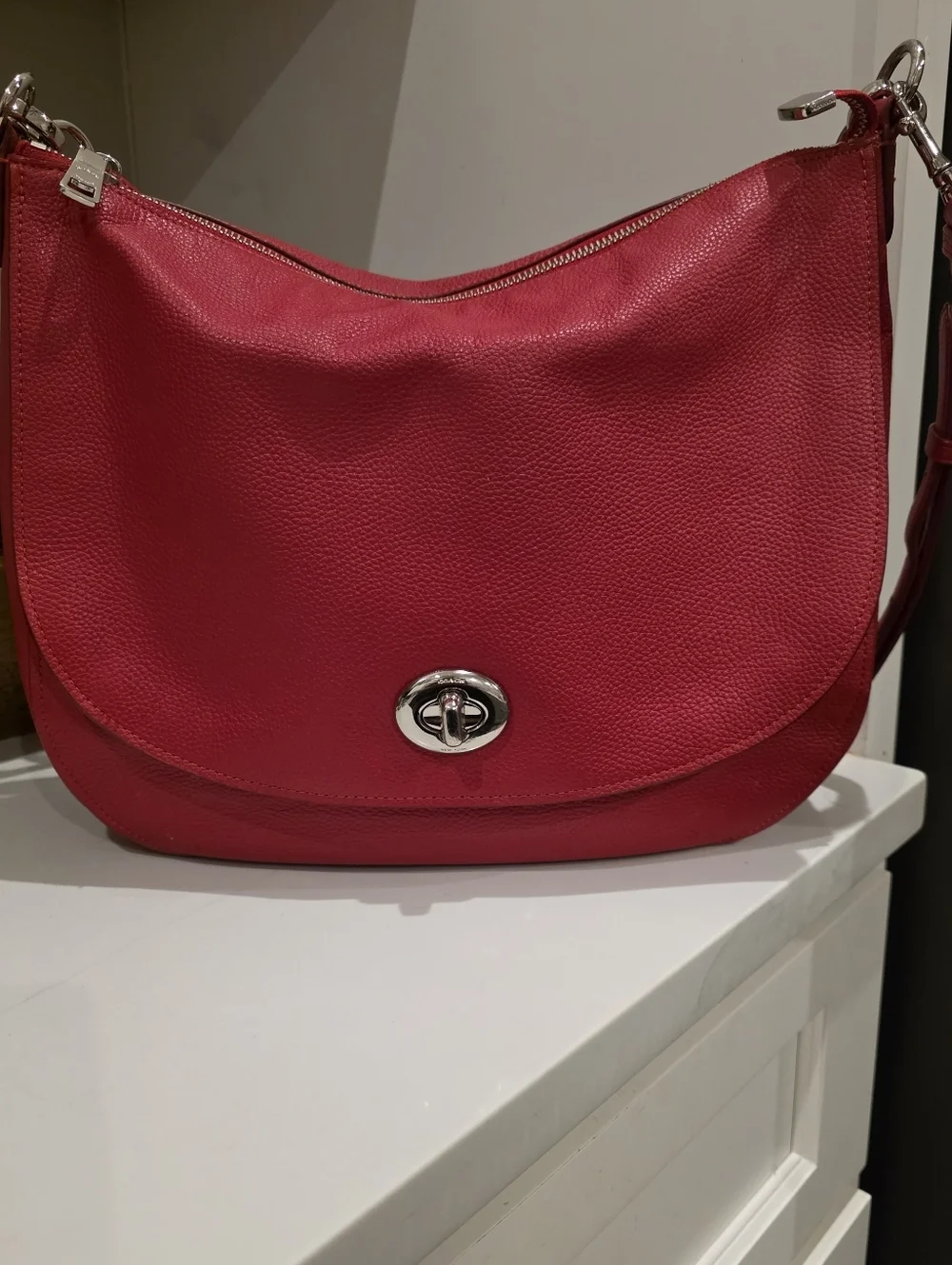 Coach Red Turnlock Hobo  # 36862 2 Way Carry